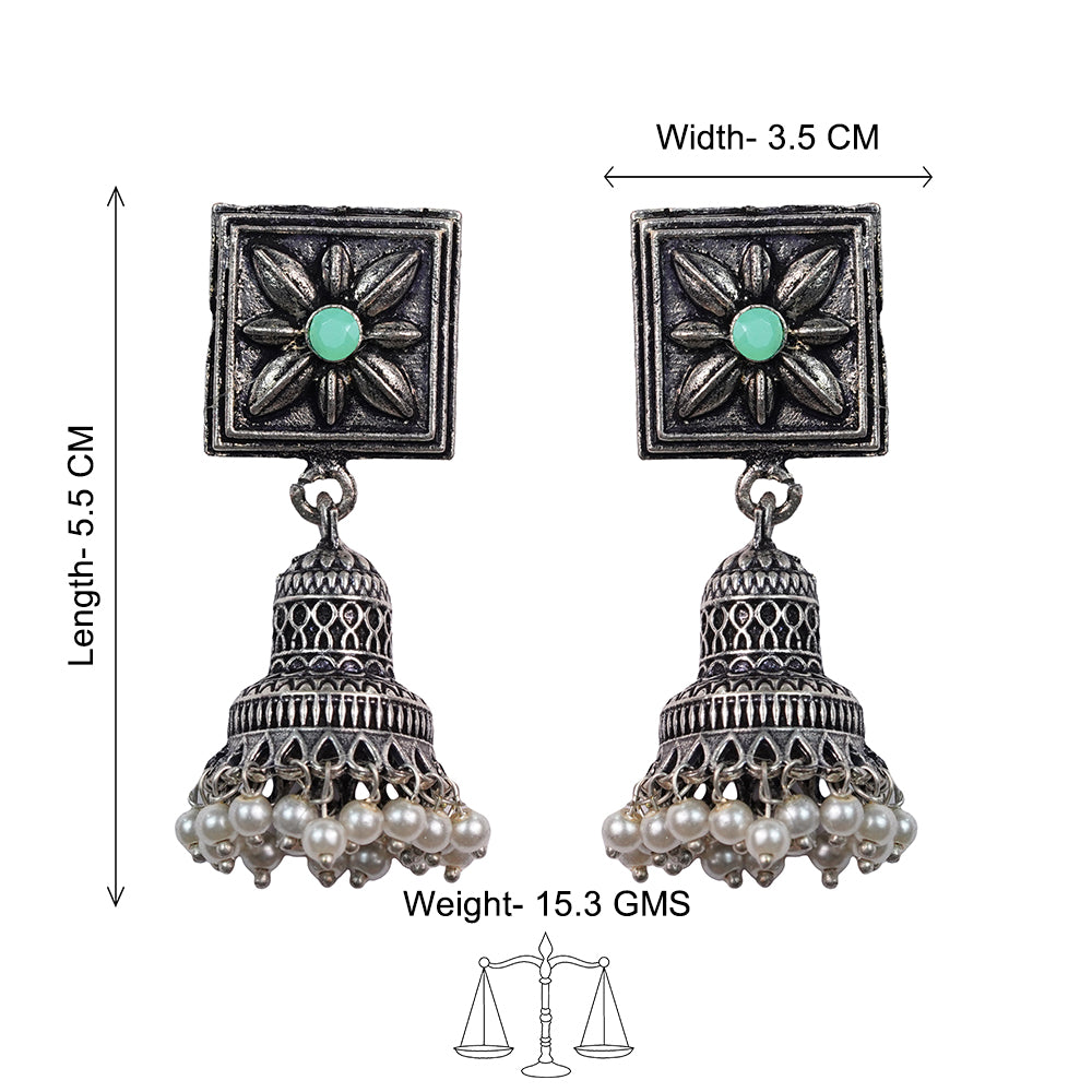 Petal Frame hanging Jhumki Earrings (Pista)