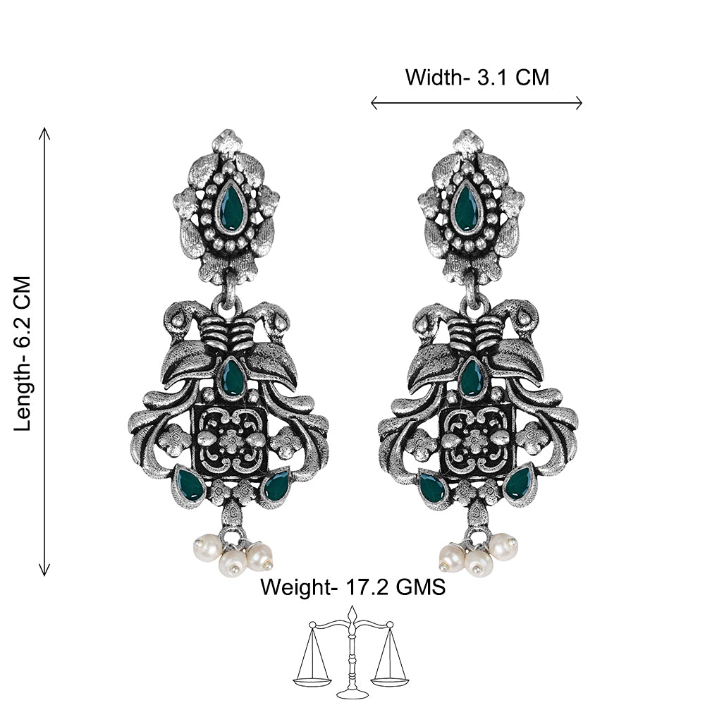 Feathered Grace dangler earrings (Green)