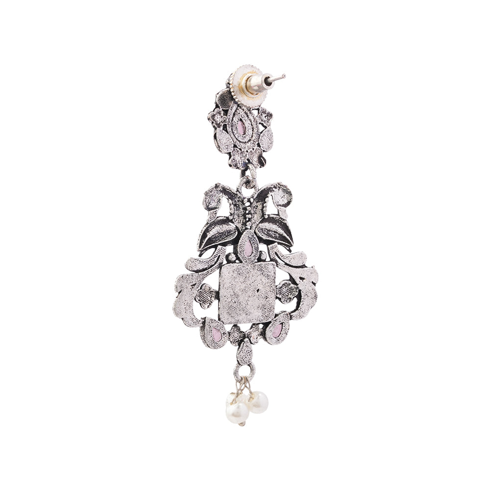 Feathered Grace dangler earrings (Baby Pink)
