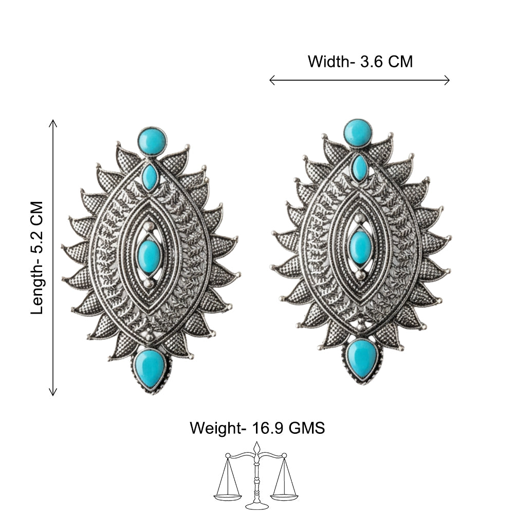 Oval drop stud earrings (Sky Blue)