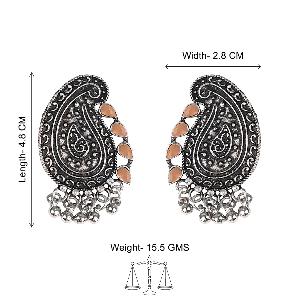 Curve and bloom stud earring (Light Orange)