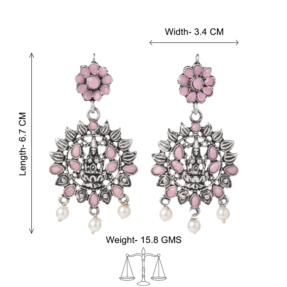 Dhan Laxmi dangler earring (Baby Pink)