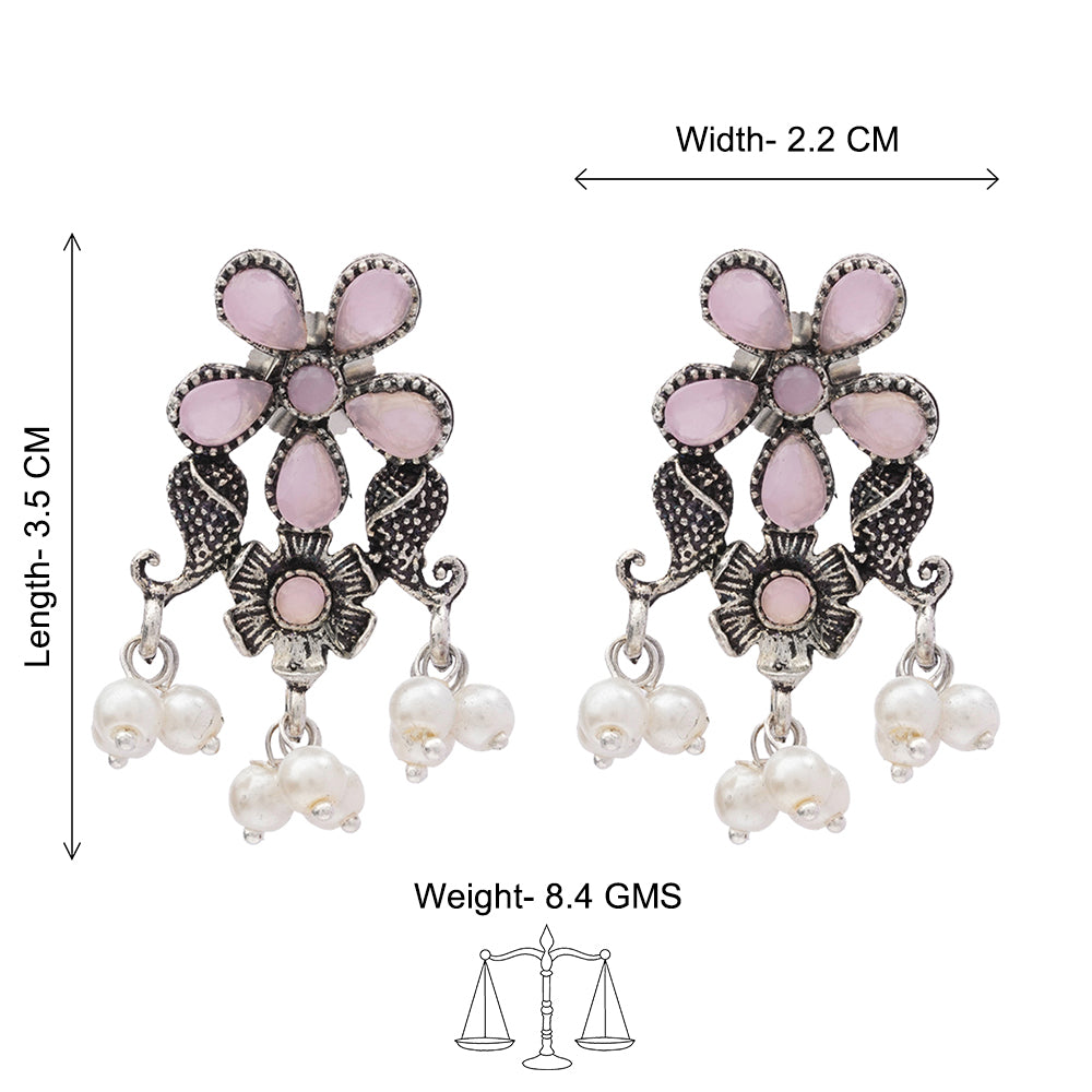 Floral Drop stud earrings (Baby Pink)