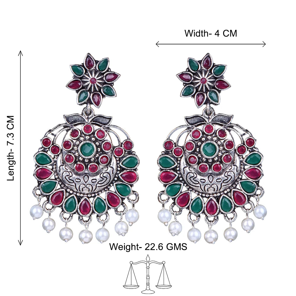 Peacock glow stone studded dangler & Little Petal dangler Combo set