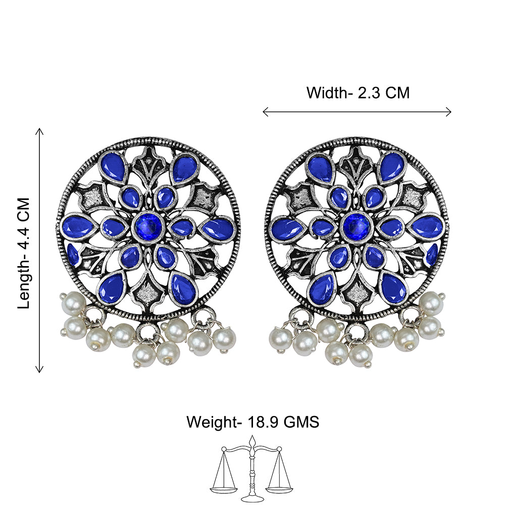 Glass drops Dangler Earrings (Blue)