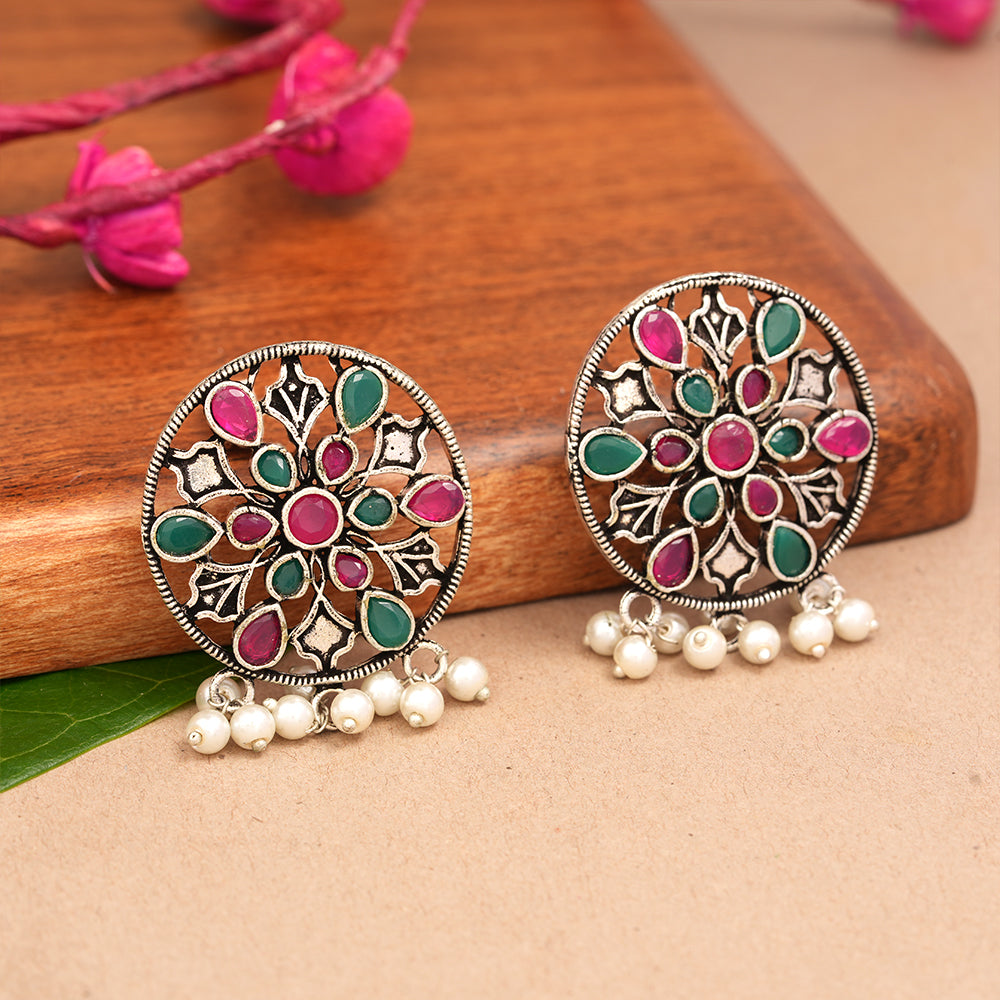 Glass drops Dangler Earrings (Multicolored)