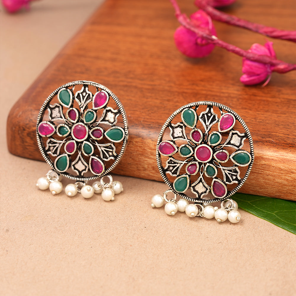 Glass drops Dangler Earrings (Multicolored)