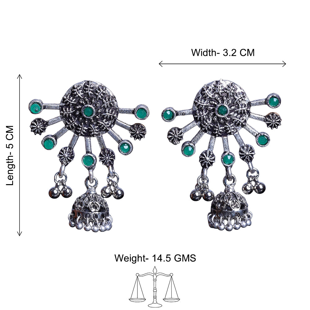 Slays and rays jhumki earrings (Green)