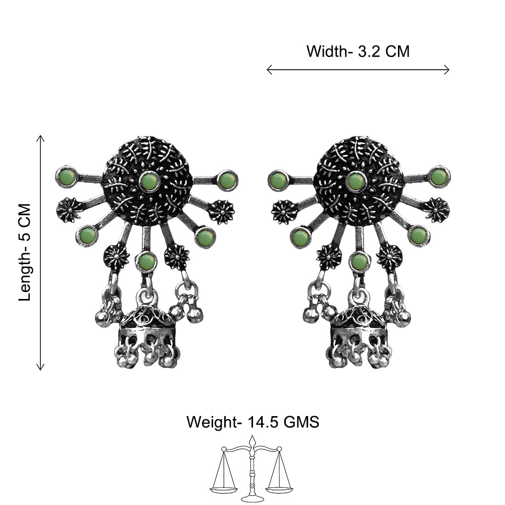Slays and rays jhumki earrings (Pista)
