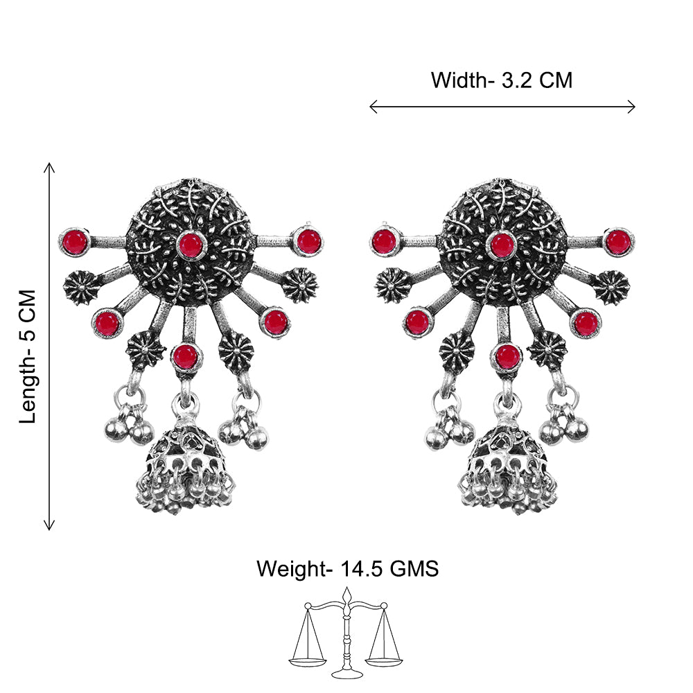 Slays and rays jhumki earrings (Dark Red)