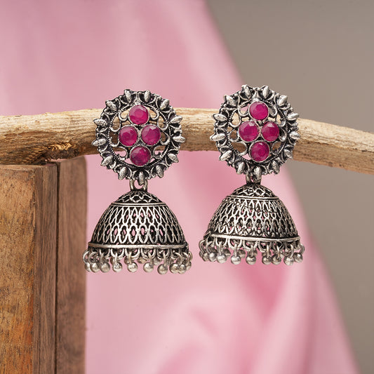 Classic chandlier Jhumka earrings (Red)