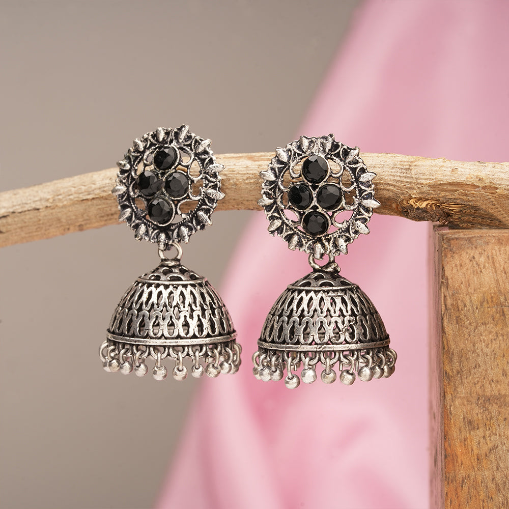 Classic chandlier Jhumka earrings (Black)