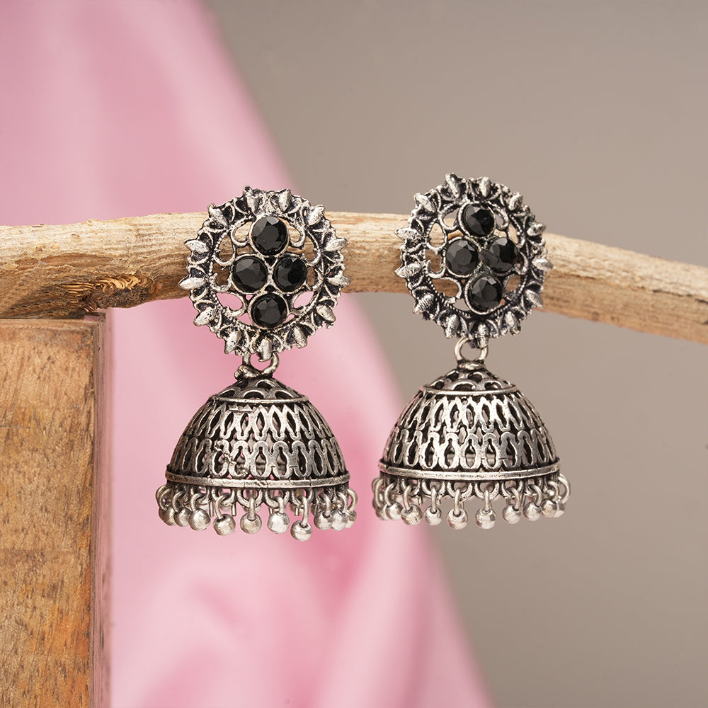 Classic chandlier Jhumka earrings (Black)