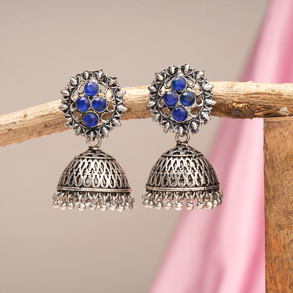 Classic chandlier Jhumka earrings (Blue)