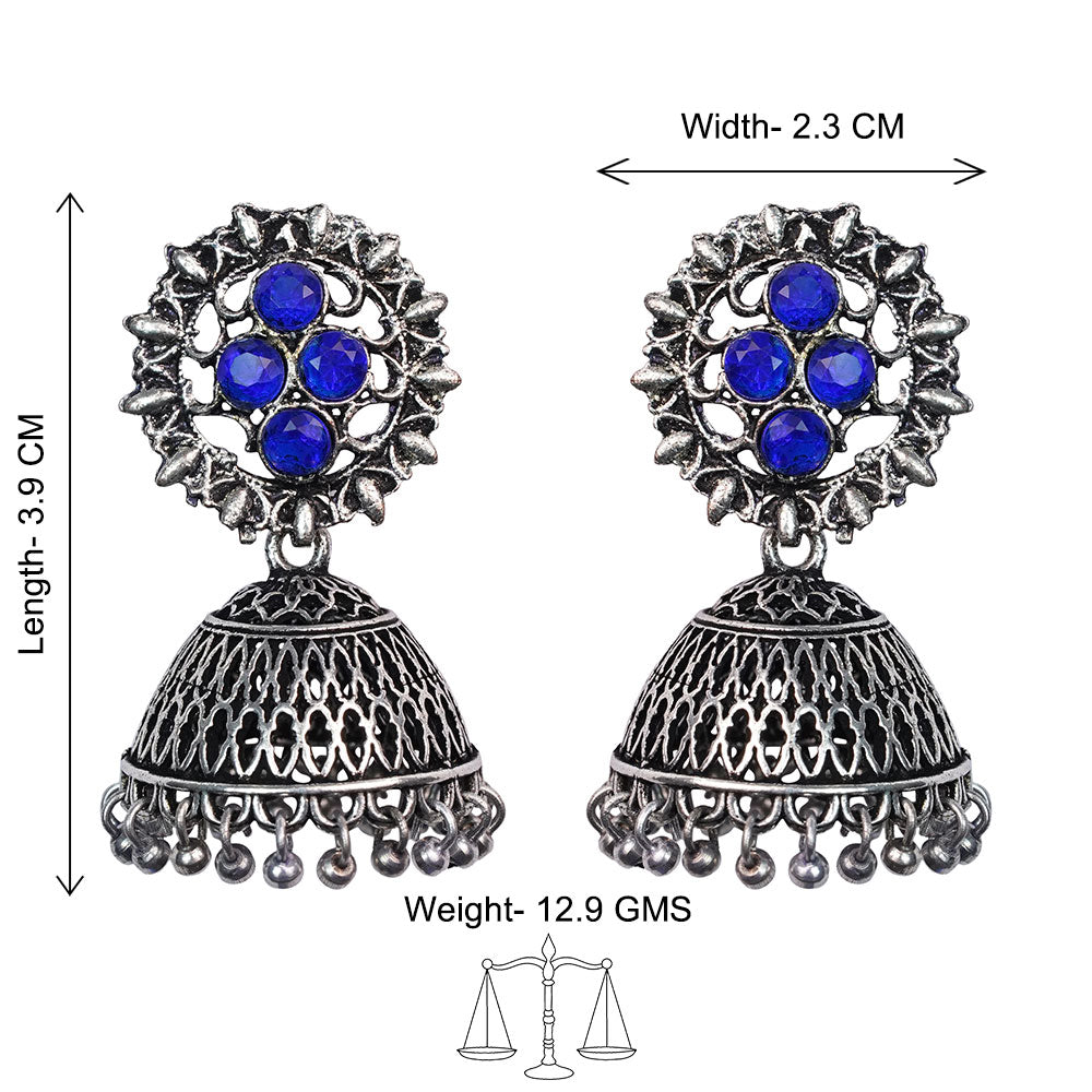 Classic chandlier Jhumka earrings (Blue)