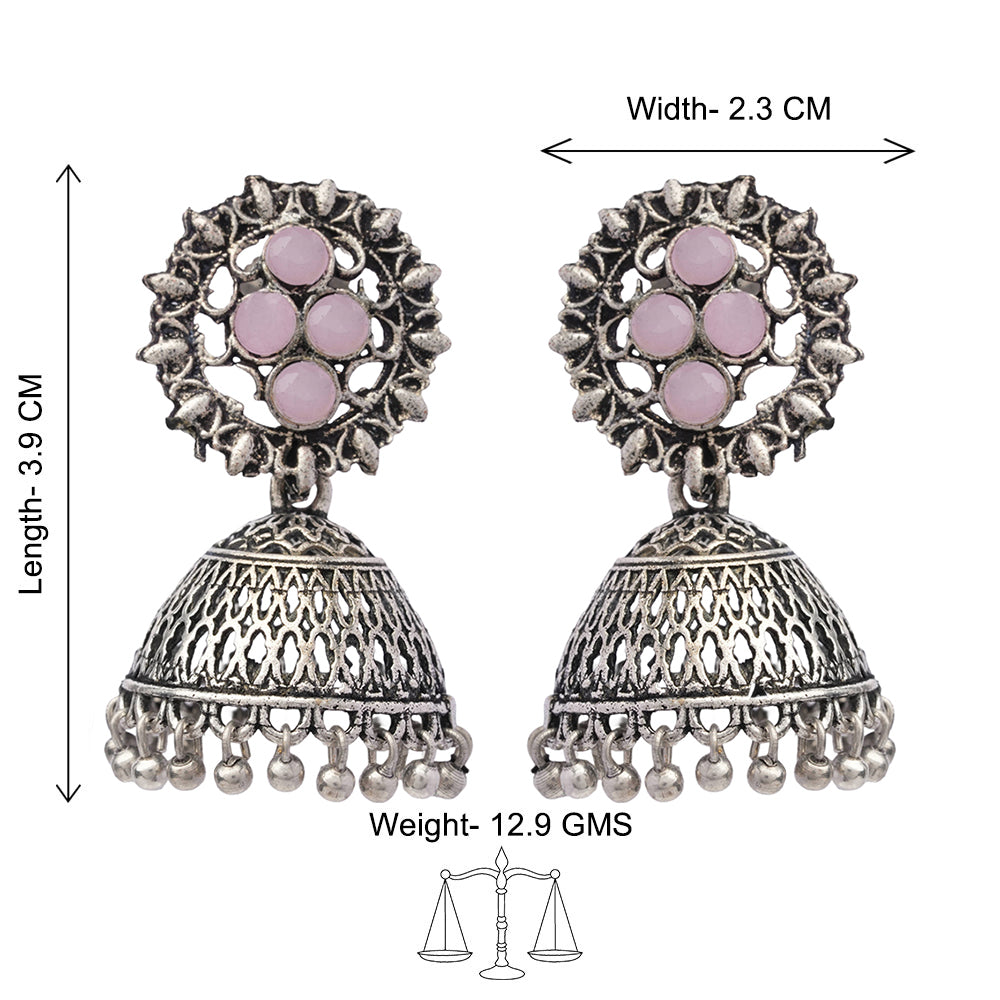 Classic chandlier Jhumka earrings (Baby Pink)