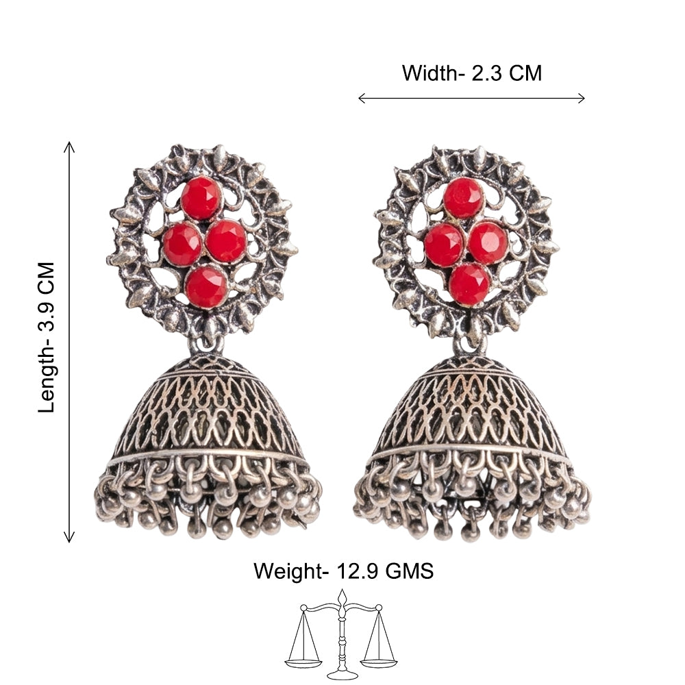 Classic chandlier Jhumka earrings (Dark Red)