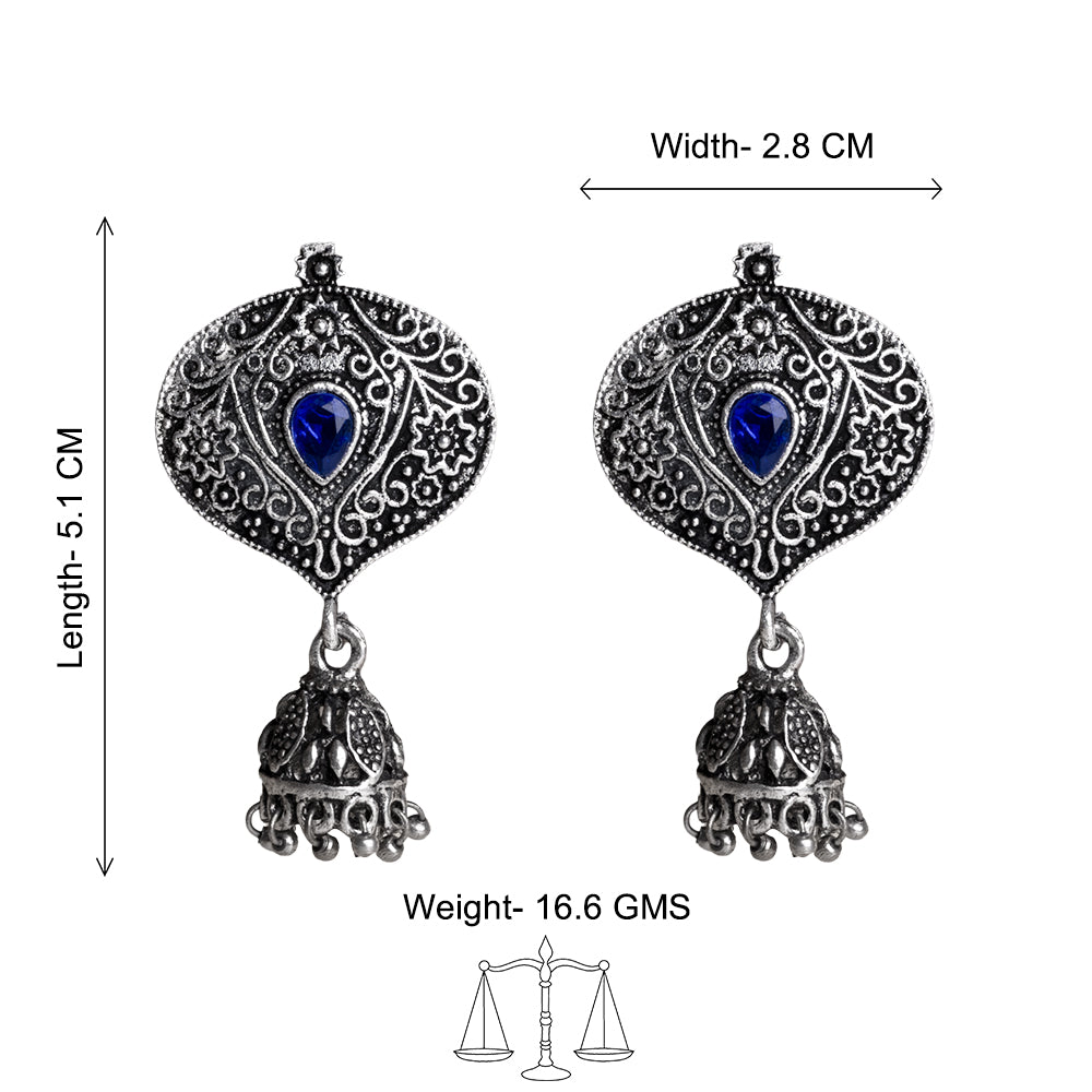 Pretty Petal Jhumki earrings (Blue)