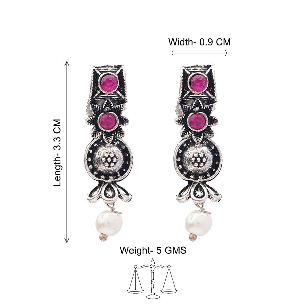 Wonderful wildflower oxidised stud earrings (Red)