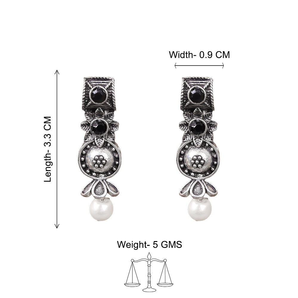 Wonderful wildflower oxidised stud earrings (Black)