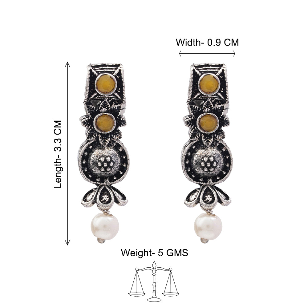 Wonderful wildflower oxidised stud earrings (Yellow)