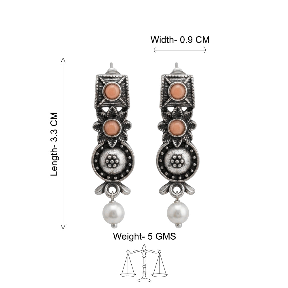Wonderful wildflower oxidised stud earrings (Light Orange)