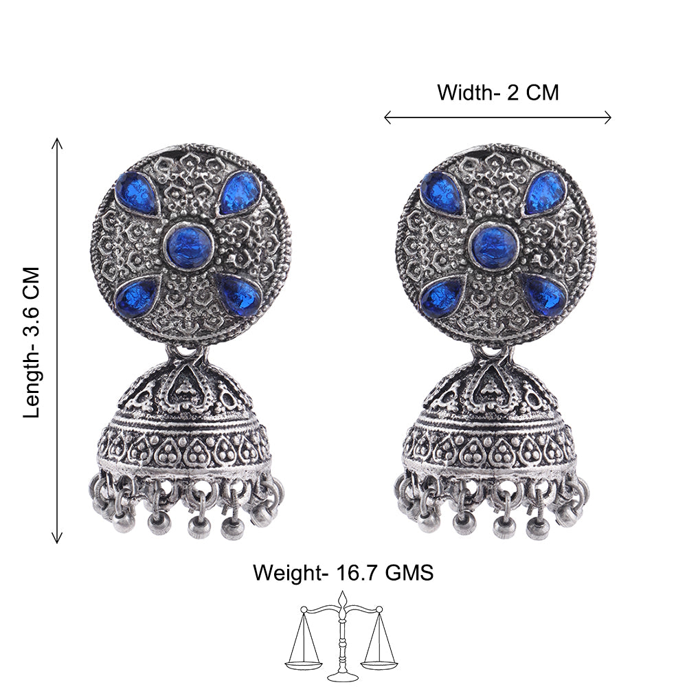 Royal Rajwada Jhumka earrings (Blue)