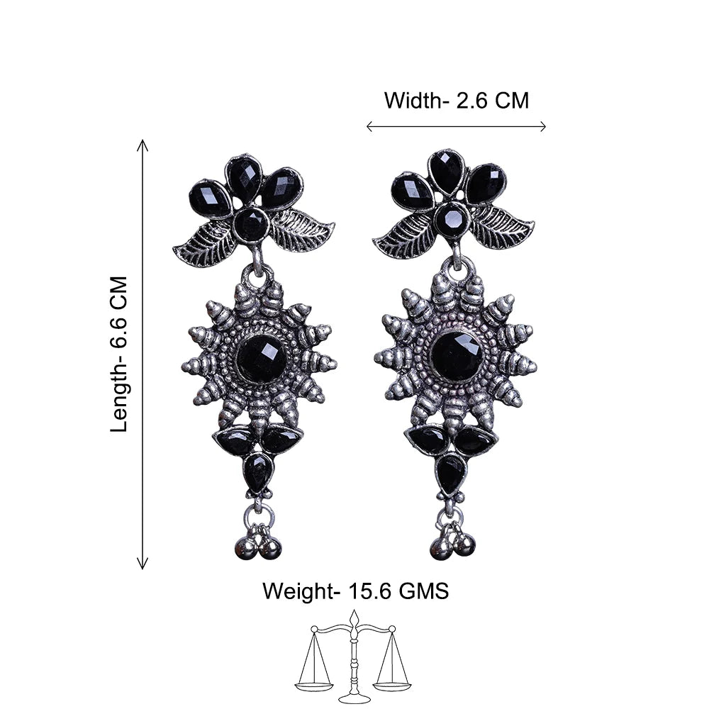 Kalash Kamal earring (Light Orange) FloraSun dangler earrings (Black) Combo set