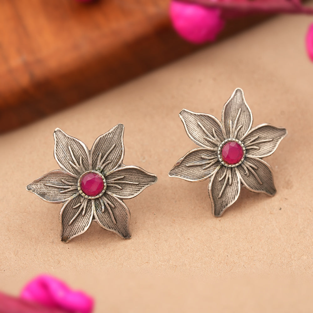 Minima-lily stud earrings (Red)