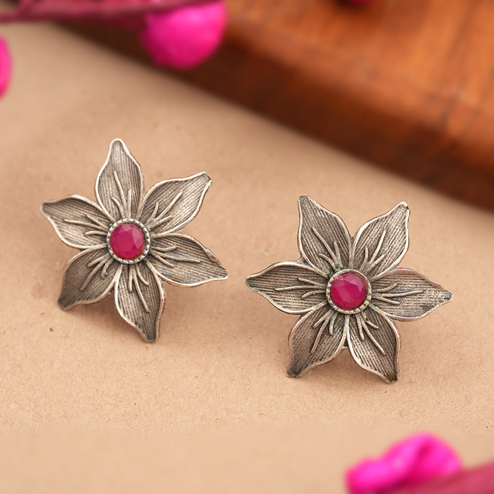 Minima-lily stud earrings (Red)