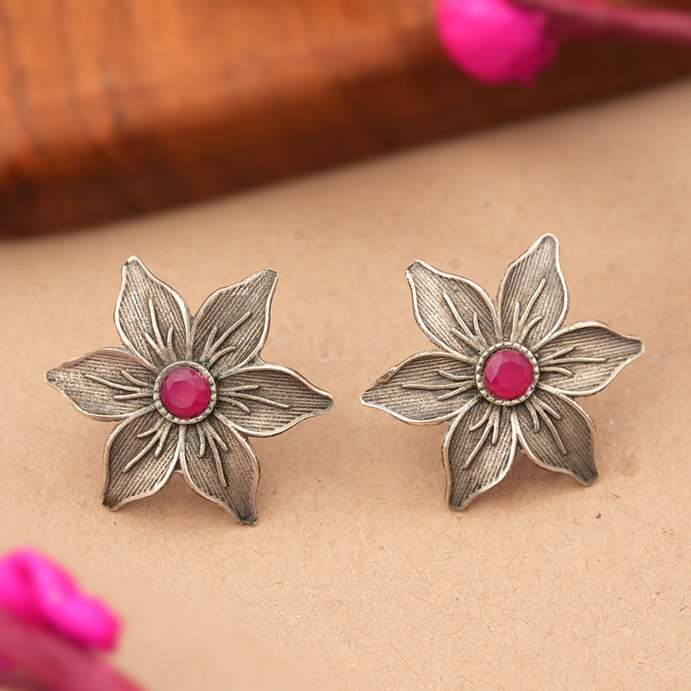 Minima-lily stud earrings (Red)