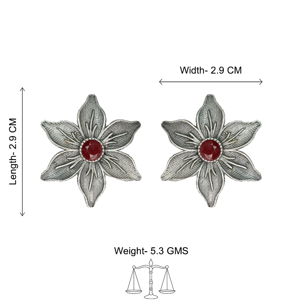 Minima-lily stud earrings (Dark Maroon)