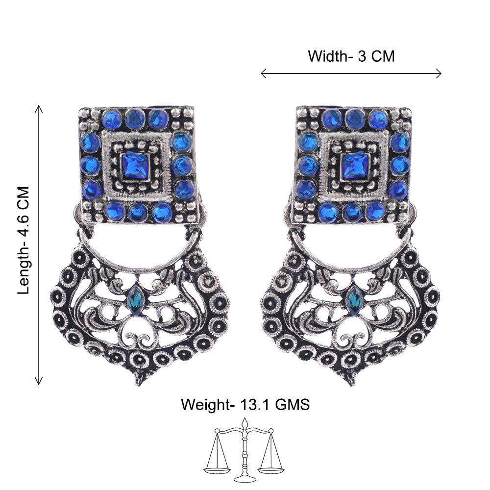 Glitter Grid Dangler Earring (Blue)