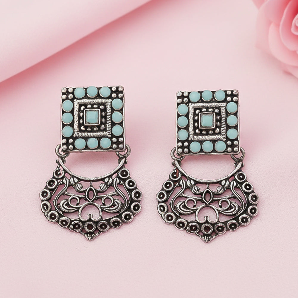 Glitter Grid Dangler Earring (Mint)
