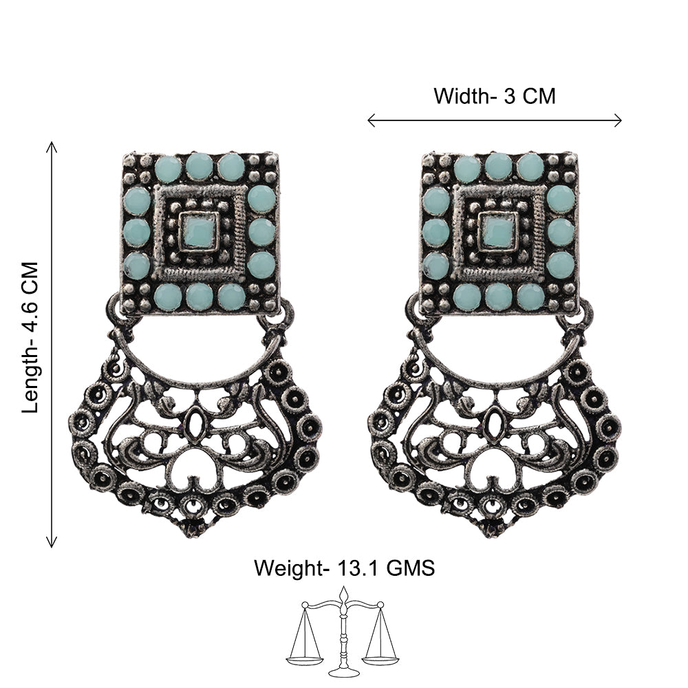 Glitter Grid Dangler Earring (Mint)