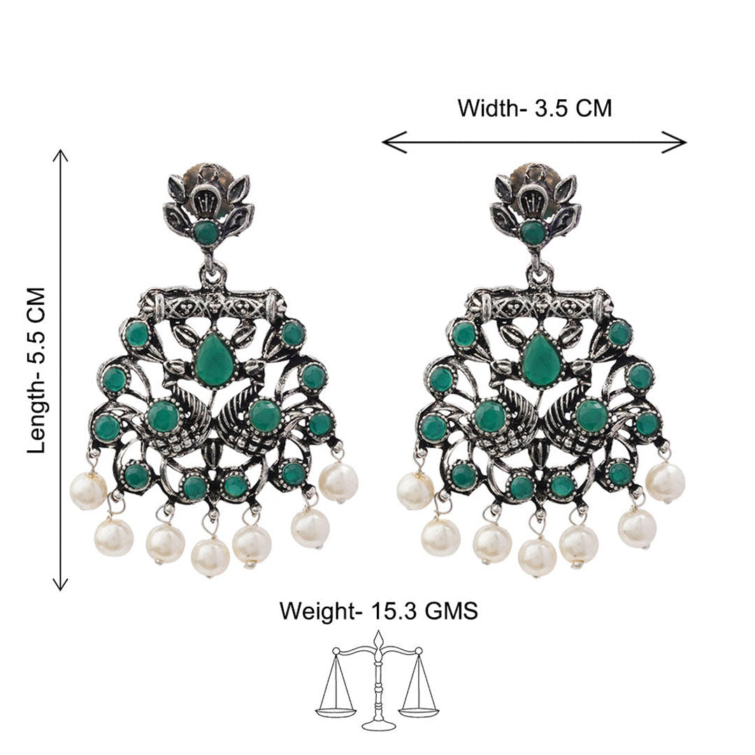 Kalash Kamal earring Peacock glow stone studded dangler earrings Combo