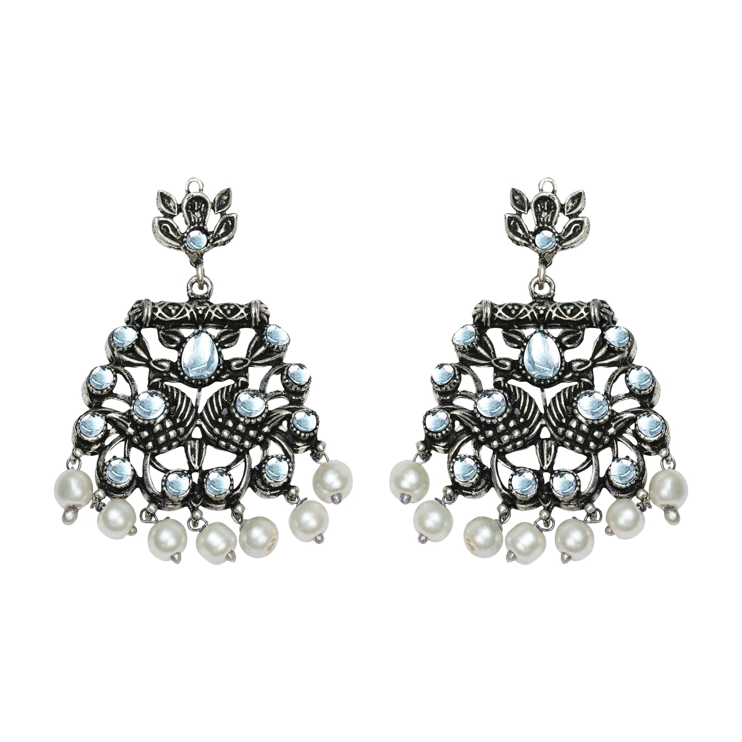 StylishKudi Oxidised Silver Earrings&Chandbali Earrings ComboSet for Women&girl