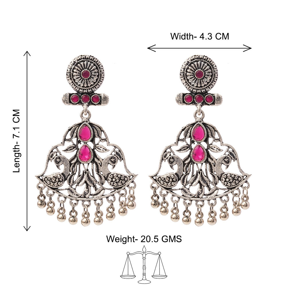 Peacock Pataka Dangler Earring (Red)