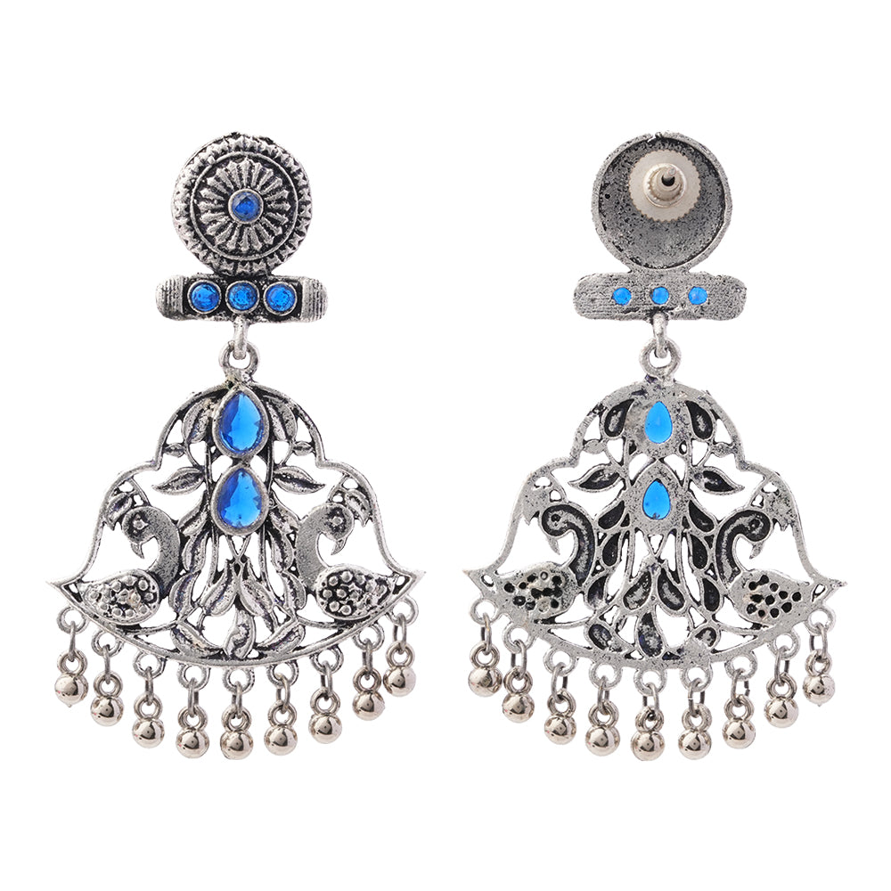 Peacock Pataka Dangler Earring (Blue)