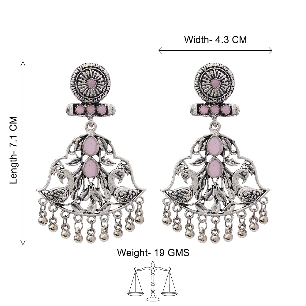 Peacock Pataka Dangler Earring (Baby Pink)