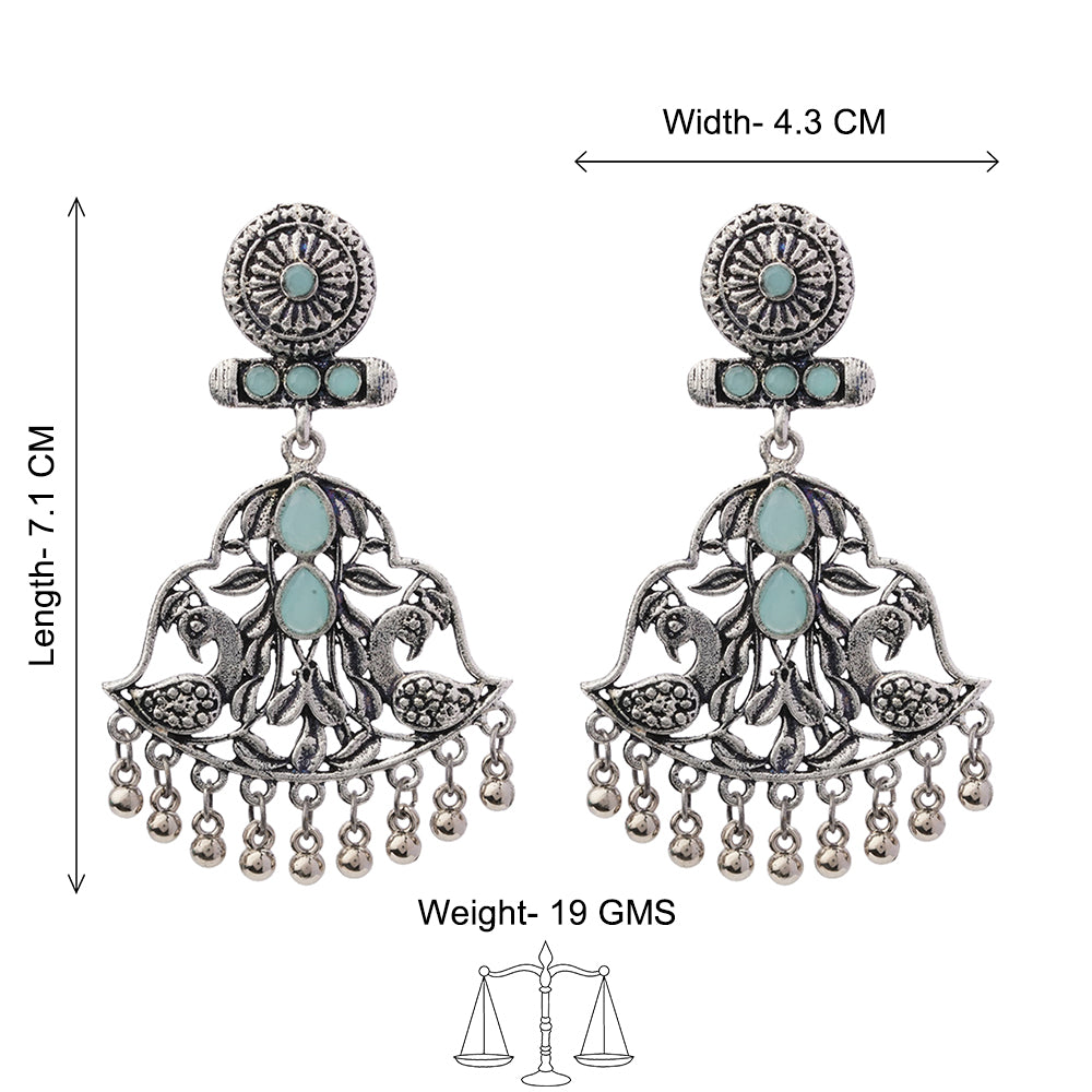Peacock Pataka Dangler Earring (Mint)