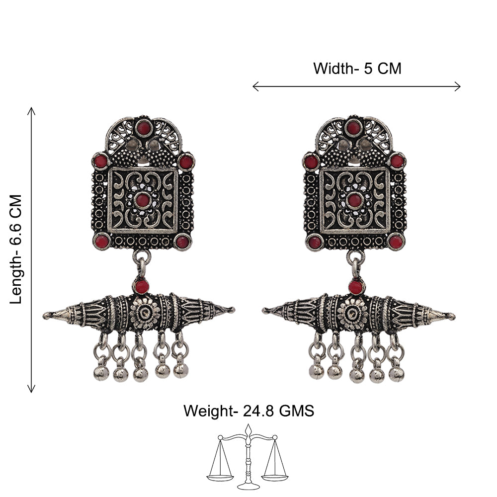 Chakor swirls Gunghroo Dangler earring (Dark Red)