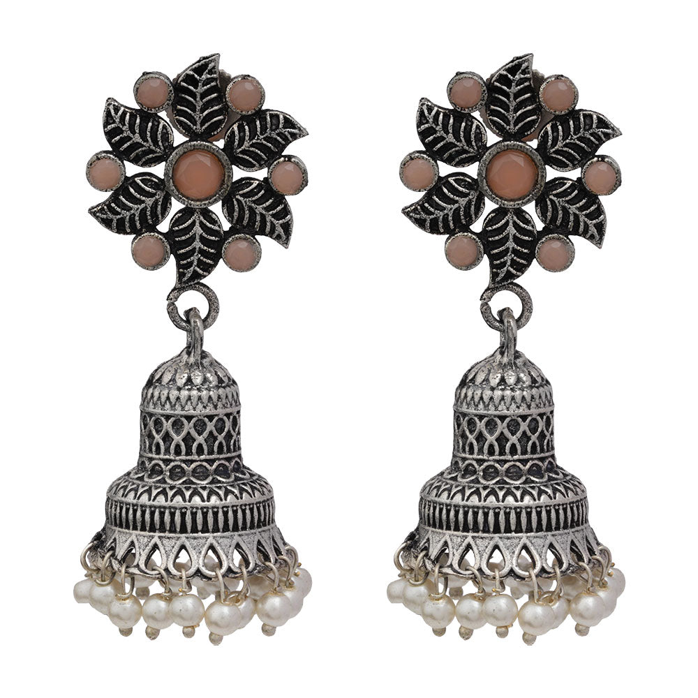 Fearless flower jhumki earring (Light Orange)