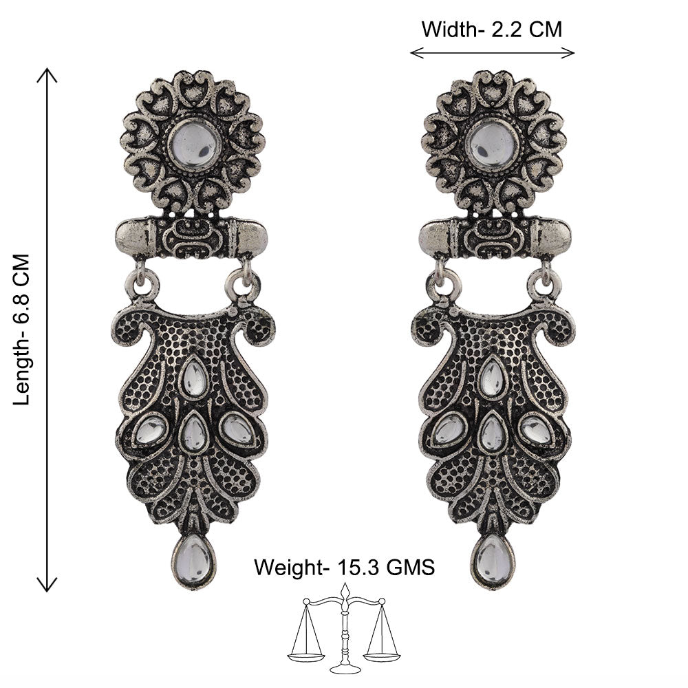 Swirly stone studded dangler earring (White)