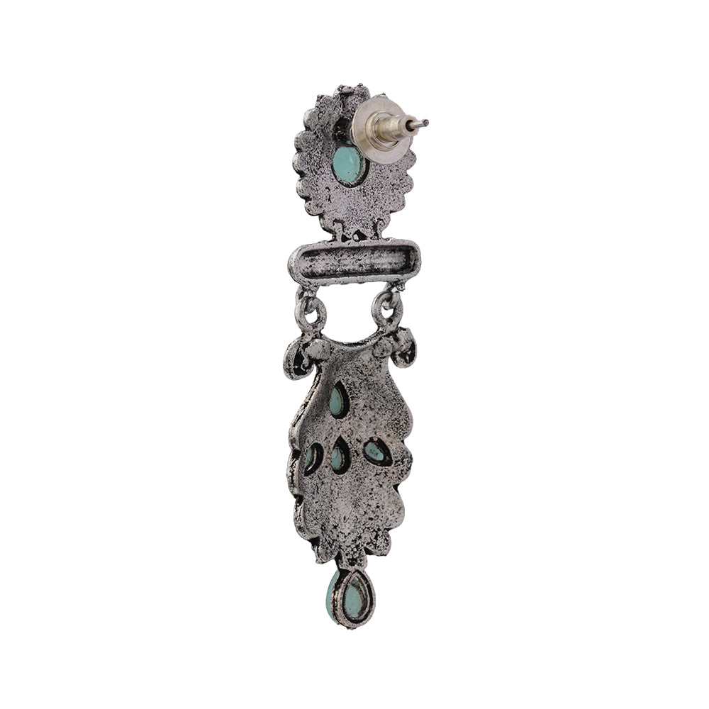 Swirly stone studded dangler earring (Mint)