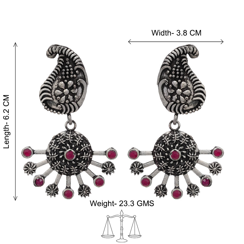 Rays and Paisley dangler earring (Red)