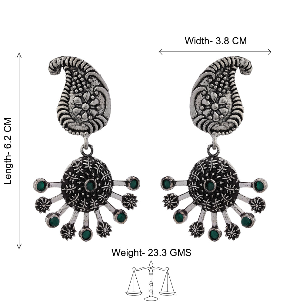 Rays and Paisley dangler earring (Green)