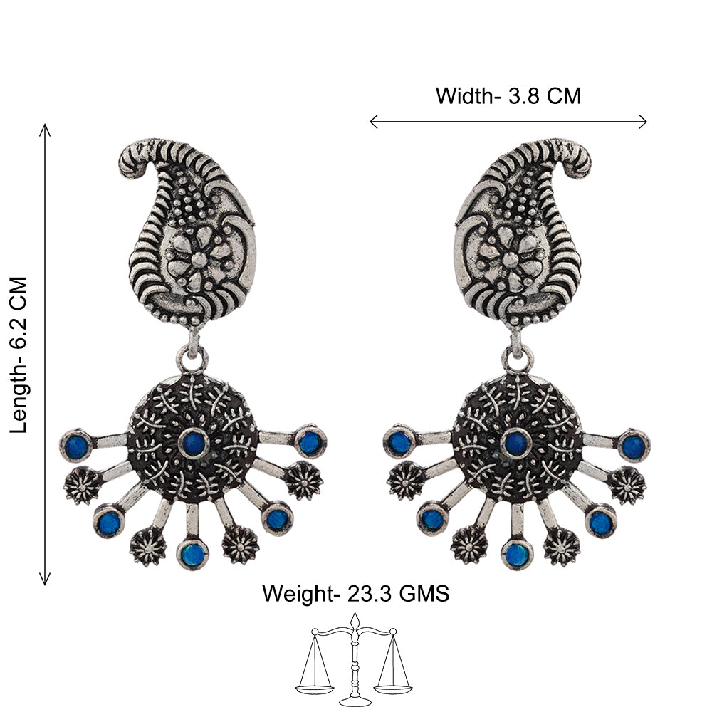 Rays and Paisley dangler earring (Blue)