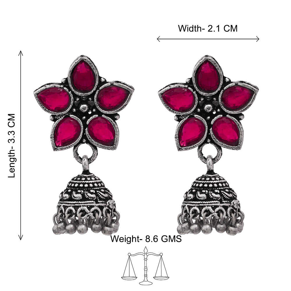 Beauty Bloom ghunghroo jhumki earring (Red)