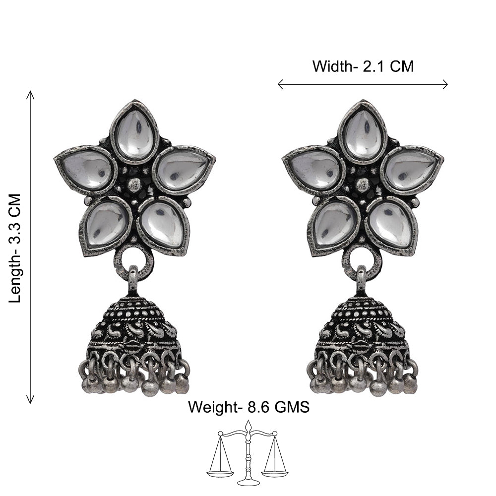 Beauty Bloom ghunghroo jhumki earring (White)